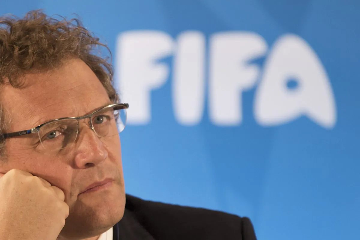 FIFA Secretary General Jerome Valcke listen to questions during a news conference to present the new world cup song at the Maracana stadium in Rio de Janeiro, Brazil, on Jan. 23, 2014. (AP Photo/Felipe Dana)