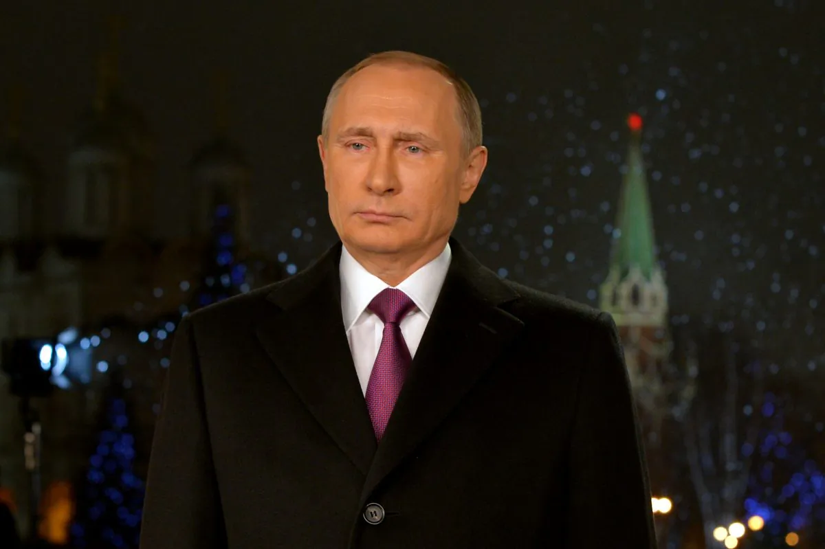 Russia's President Vladimir Putin makes his New Year's address to the nation in Moscow's Kremlin, on Dec. 31, 2015. (Alexey Druzhinin/AFP/Getty Images)