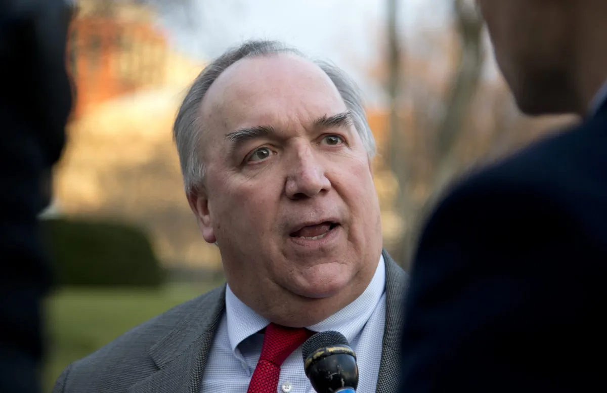 Business Roundtable President John Engler talks with members of the media, in Washington, D.C., on Dec. 19, 2012. Leading business groups, often at odds with President Barack Obama, are looking to give momentum to one of his top priorities before he leaves office: approval of a trade pact linking 12 nations along the Pacific Rim that make up 40% of the world economy. Engler said his organization is hoping Congress will approve the pact before its August recess. (AP Photo/Carolyn Kaster)