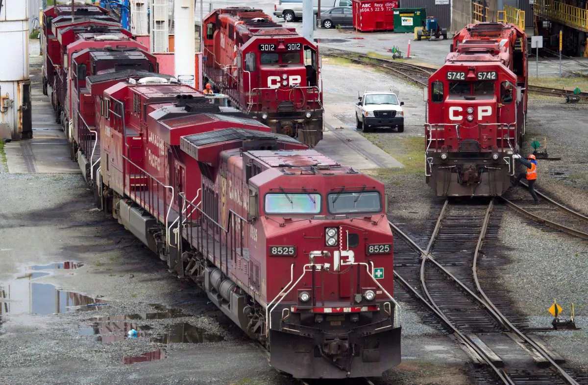 Locomotives sit at Canadian Pacific Rail's Port Coquitlam yard east of Vancouver in a file photo. (The Canadian Press/Darryl Dyck)