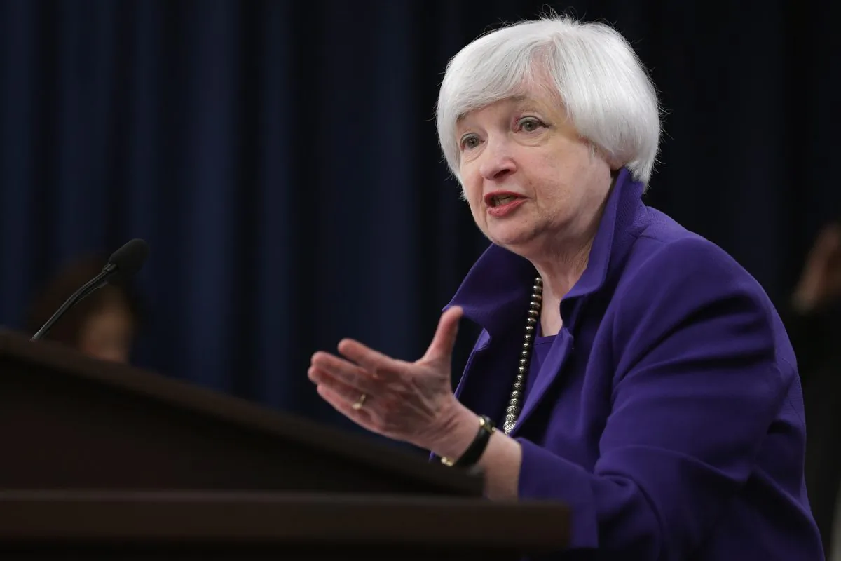 Federal Reserve Bank Chair Janet Yellen at a news conference where she announced that the Fed would raise its benchmark interest rate for the first time since 2008, at the bank's Wilson Conference Center in Washington, D.C., on Dec. 16, 2015. (Chip Somodevilla/Getty Images)