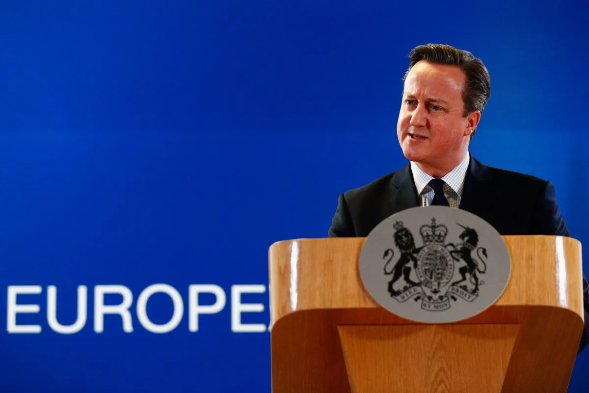 British Prime Minister David Cameron speaks to the media after The European Council Meeting in Brussels held at the Justus Lipsius Building in Brussels, Belgium, on Dec. 18, 2015. (Dean Mouhtaropoulos/Getty Images)