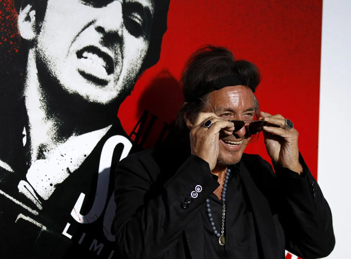 Actor Al Pacino arrives at the "Scarface" Legacy Celebration Event in Los Angeles on Aug. 23, 2011. In the 1983 movie, he plays a Cuban immigrant who enters a life of crime and eventually, takes over a drug cartel and inevitably, spirals out of control. (AP Photo/Matt Sayles)