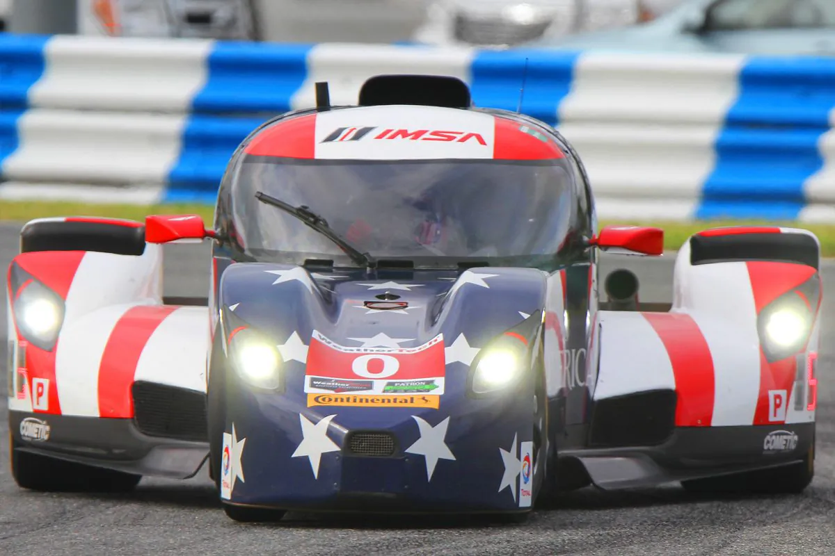 The DeltaWing set fastest time in Saturday morning’s session at the 2016 IMSA WeatherTech Roar Before the 24 at Daytona International Speedway. (Chris Jasurek/Epoch Times)