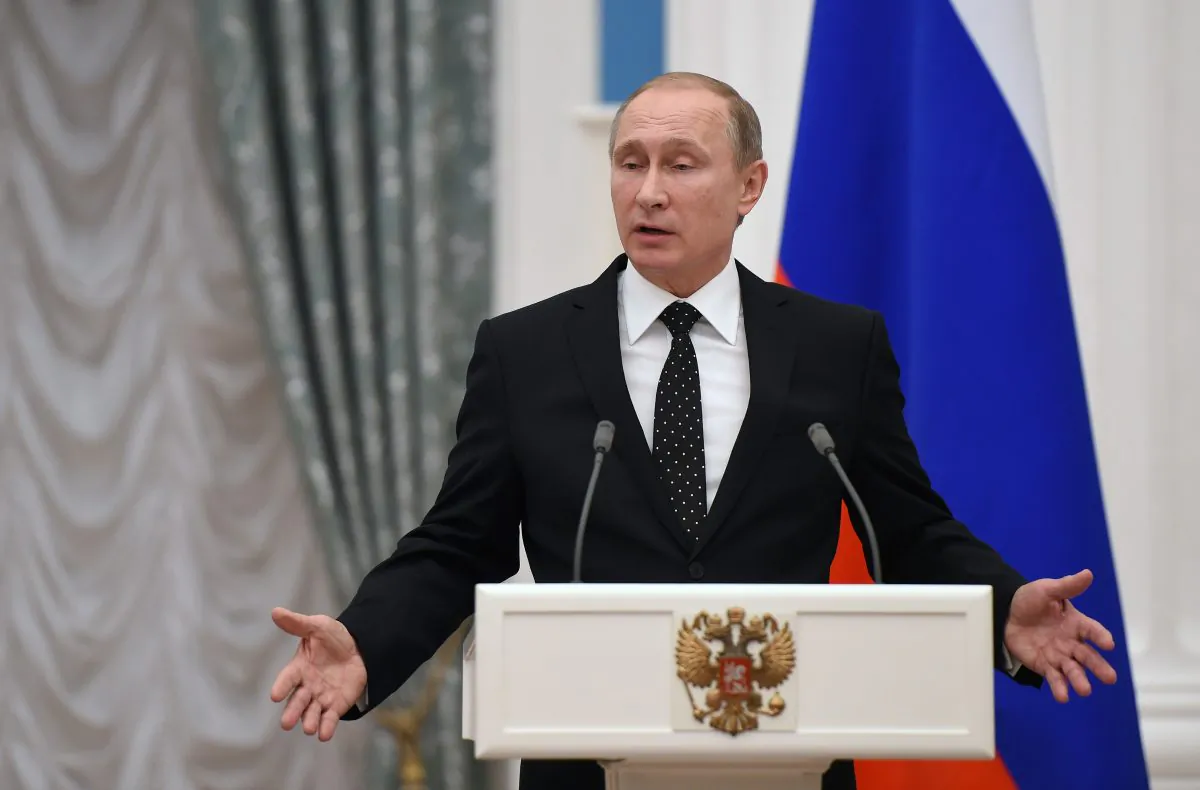 Russian President Vladimir Putin at a press conference at the Kremlin in Moscow on Nov. 26, 2015. (Stephane de Sakutin/AFP/Getty Images)