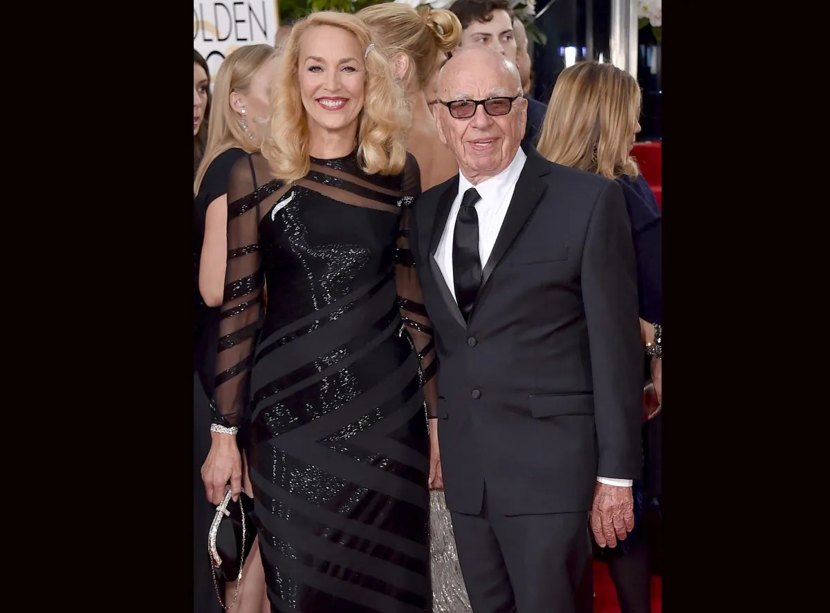 Jerry Hall (L) and Rupert Murdoch arrive at the 73rd annual Golden Globe Awards in Beverly Hills, Calif., on Jan. 10, 2016. Murdoch announced his engagement to Hall, the actress and former supermodel who had a long-time relationship with Mick Jagger on Jan. 11. (Jordan Strauss/Invision/AP)