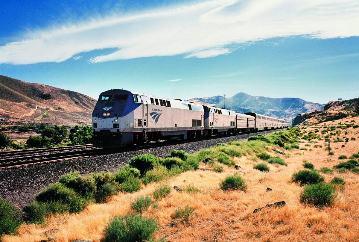 An Amtrak long-distance train near Washington, D.C., on Sept. 24, 2014. (PRNewsFoto/Amtrak via AP)