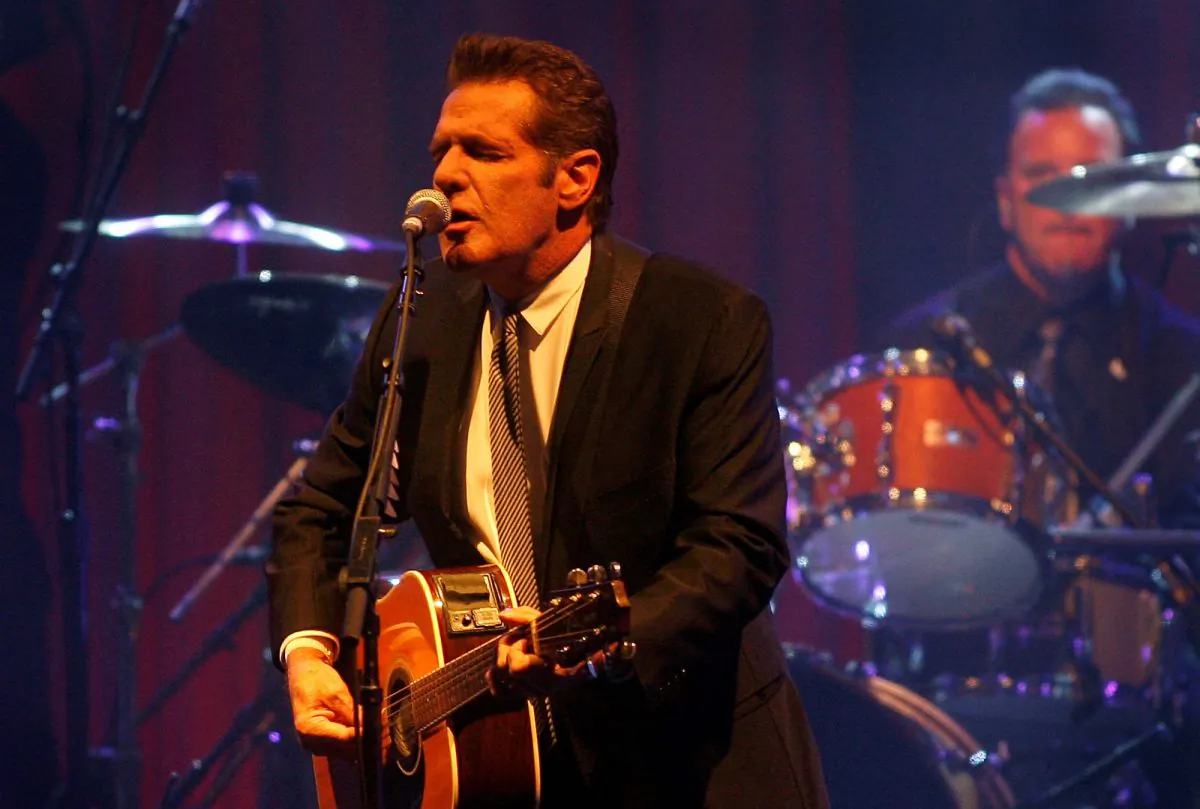 In this March 20, 2010 file photo, Glenn Frey of the Eagles performs at Muhammad Ali's Celebrity Fight Night XVI in Phoenix, Arizona. The Eagles said band founder Frey died Monday, Jan. 18, 2016, in New York after battling multiple ailments. He was 67. (AP Photo/Ralph Freso, File)