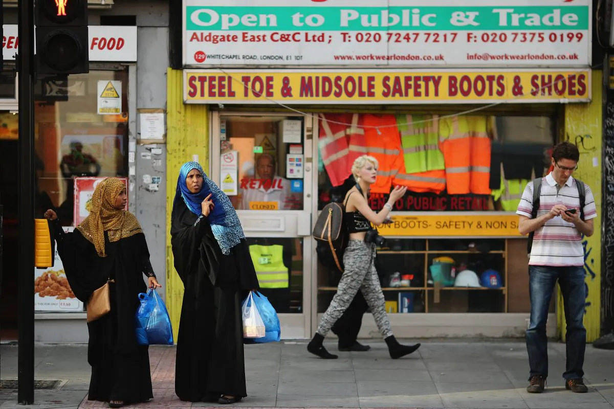 Members of the Muslim community make their way to pray at the East London Mosque on the last day of Ramadan on August 7, 2013 in London, England. (Dan Kitwood/Getty Images)