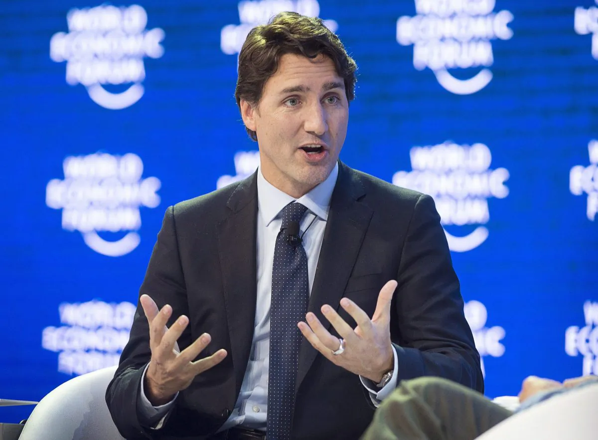Prime Minister Justin Trudeau fields questions after addressing the World Economic Forum in Davos, Switzerland, on Jan. 20, 2016. Trudeau told the forum that there's more to Canada than its natural resources. (The Canadian Press/Andrew Vaughan)