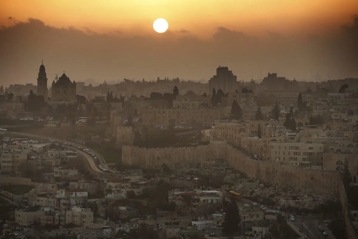 A partial view of the Old City of Jerusalem during sunset, on Feb. 22, 2014. (Thomas Coex/AFP/Getty Images)