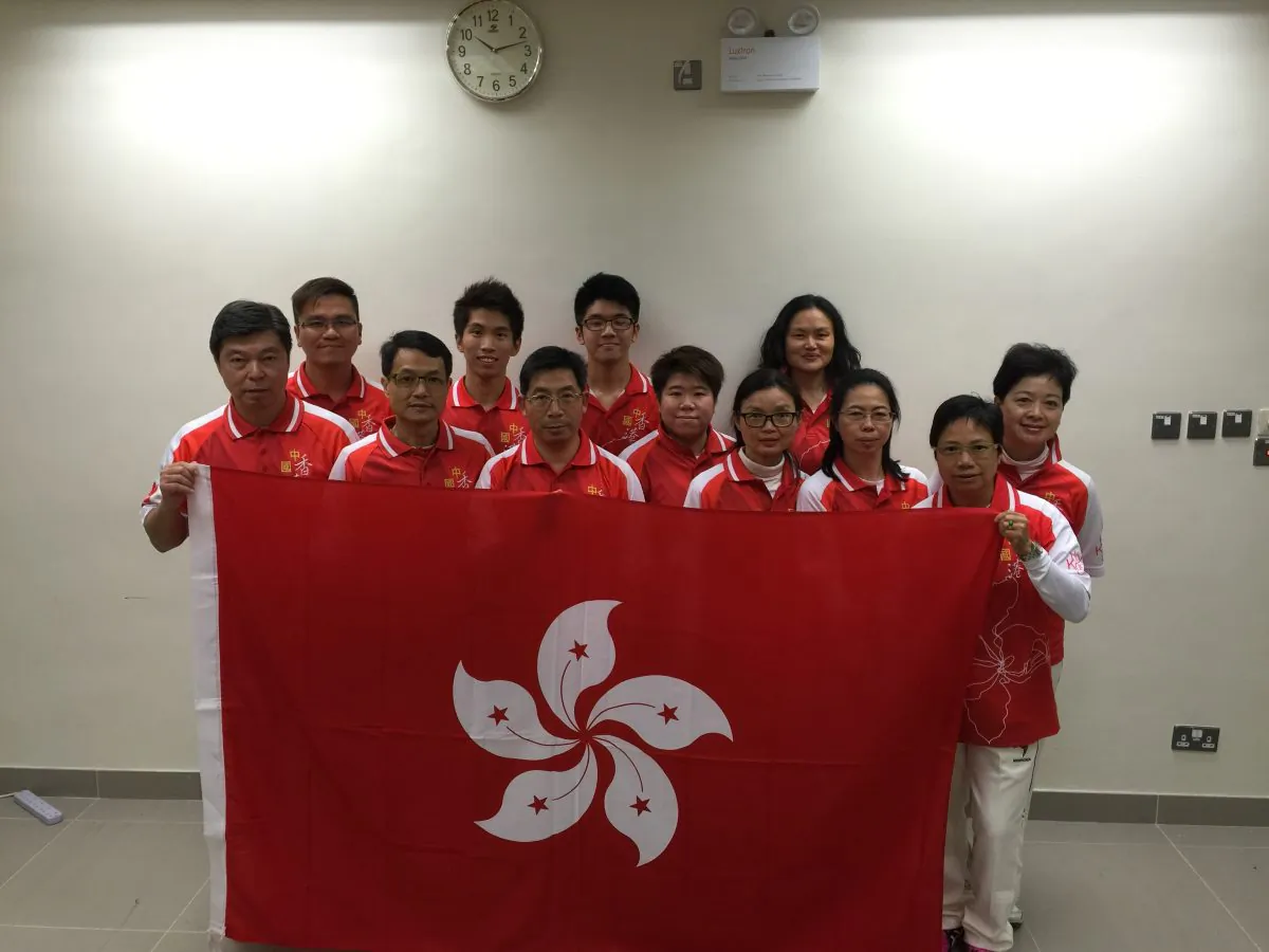 The Hong Kong team at Victoria Park on Monday, January 18, 2016 after conducting their last practice for the 11th Asian Lawn Bowls Championships and the 9th Asian U25 Singles Champions to take place in Brunei between Jan 21 and Feb 1. The team is working hard to try to better the record of five gold medals achieved in the last competition. (Howard Poon)