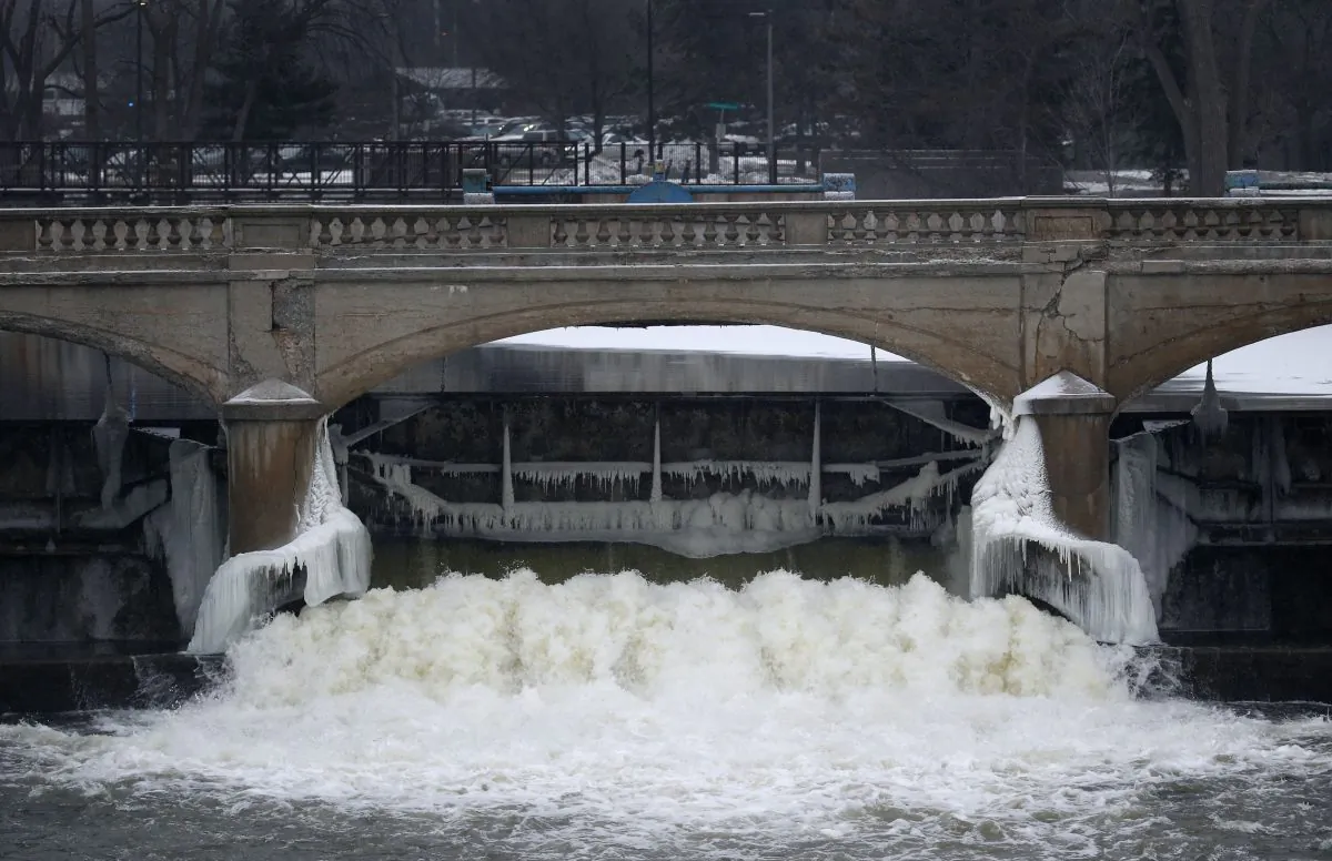The Flint River is shown near downtown Flint, Mich., Thursday, Jan. 21, 2016. (AP Photo/Paul Sancya)