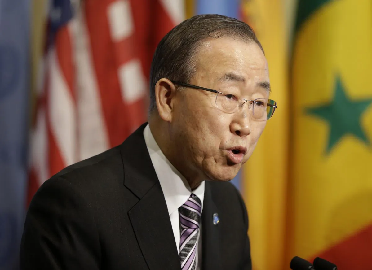 U.N. Secretary-General Ban Ki-moon speaks to reporters before a Security Council meeting at U.N. headquarters on Jan. 6, 2016. (AP Photo/Seth Wenig)