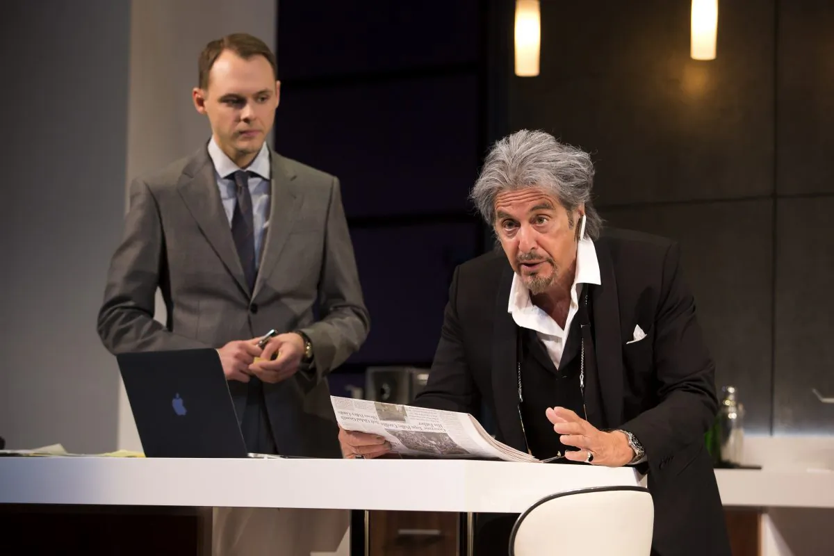 Carson (Christopher Denham) is learning from his boss and billionaire Mickey Ross (Al Pacino). (Jeremy Daniel)
