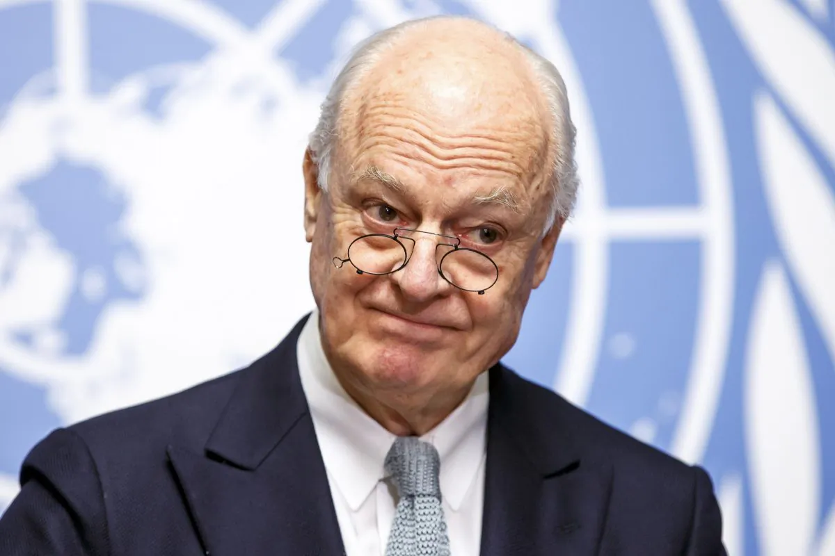 U.N. Special Envoy of the Secretary-General for Syria Staffan de Mistura informs the media on the Intra-Syrian Talks, during a press conference, at the European headquarters of the United Nations in Geneva, Switzerland, on Jan. 25, 2016. (Salvatore Di Nolfi/Keystone via AP)