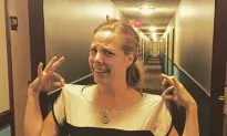 Woman’s Shirt a Perfect Match of Hotel Hallway