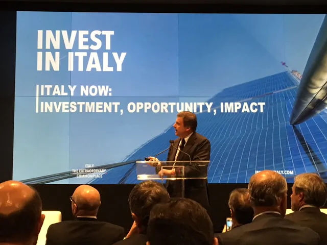 Italy's Deputy Minister of Economic Development Carlo Calenda at the “Invest in Italy” global roadshow meeting at Bloomberg headquarters in New York City on January 11, 2016.