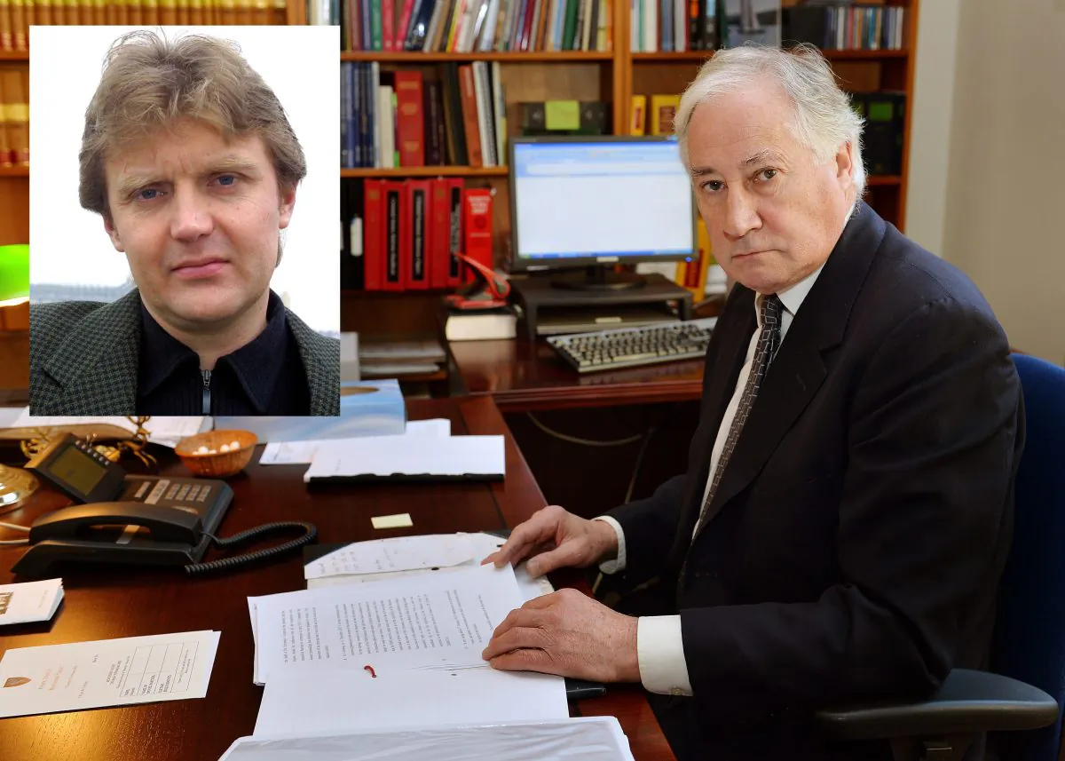 Background: Robert Owen, chairman of the public inquiry into the death of murdered Russian ex-KGB spy Alexander Litvinenko, at the Royal Courts of Justice in central London on Jan. 20, 2015. Litvinenko, who fled to Britain in 2000, died in 2006 after drinking tea laced with radioactive polonium-210 while meeting two Russian men—one a former KGB officer—at the Millennium Hotel in London's Grosvenor Square. (John Stillwell/AFP/Getty Images) Top left: A file photo of Alexander Litvinenko, author of "Blowing Up Russia: Terror From Within," at his home in London o May 10, 2002. Russia’s transition from a Kremlin-controlled economy to a free market in the 1990s brought on a wave of contract killings as criminals, entrepreneurs, and corrupt officials tried muscle each other out of lucrative businesses. The death of 67-year old Boris Berezovsky, which remains unexplained, has revived fears that the assassins that have long stalked oligarchs and opposition figures back in Russia have been making their home in the U.K. (AP Photo/Alistair Fuller)