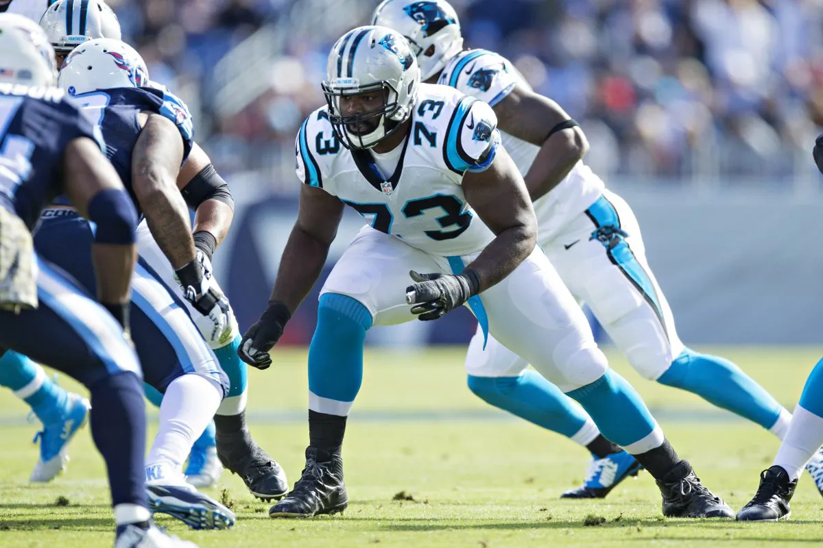 Offensive tackle Michael Oher has started every game for the Carolina Panthers this season. (Wesley Hitt/Getty Images) 