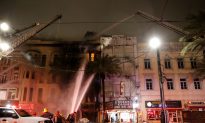 New Orleans Firefighters at Building Fire on Canal Street