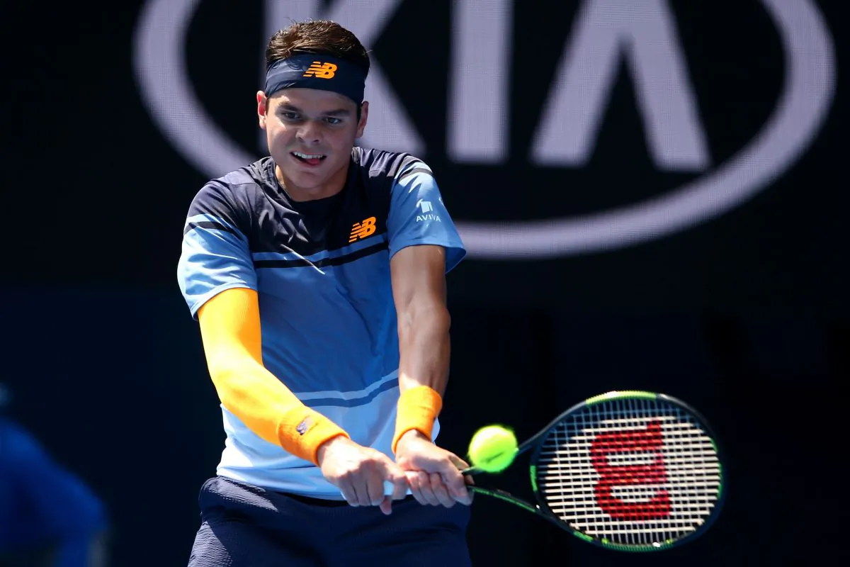 Milos Raonic plays a backhand in his fourth round match against Stan Wawrinka at the 2016 Australian Open Jan. 25, 2016 in Melbourne, Australia. (Mark Kolbe/Getty Images)