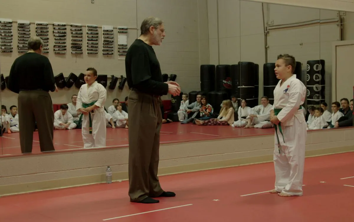 Psychologist Israel Kalman role-plays with a student at Canada's Best Karate school in Victoria, B.C. (John Tran/Mark Media)