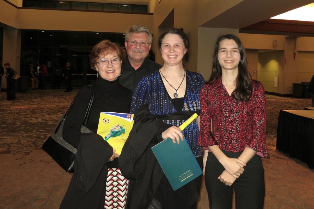 (L–R) Mrs. Leslie Harrelson, Mr. Harrelson, Jessica Rayfield, and Christine Fenolietto after enjoying Shen Yun Performing Arts, at North Charleston Performing Arts Center, on Jan. 27, 2016. (Sally Sun/Epoch Times)