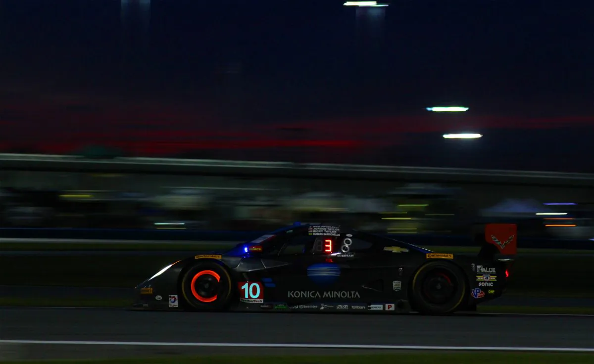 The #10 Wayne Taylor Racing Dallara-Corvette led at times and ran up front throughout the first quarter of the race. (Chris Jasurek/Epoch Times)