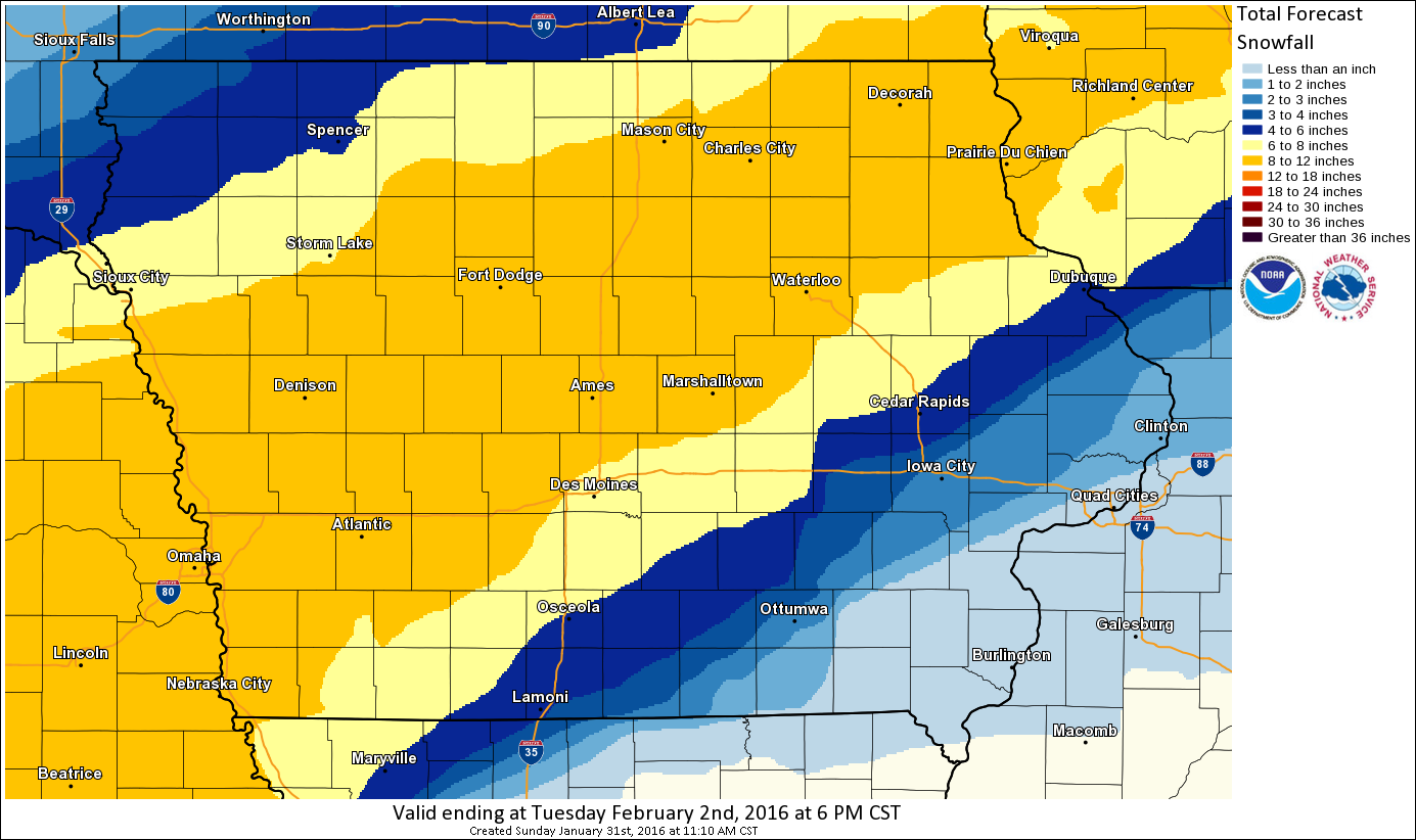 Blizzard Watch Issued for Iowa, up to 1 Foot of Snow Forecast Across State