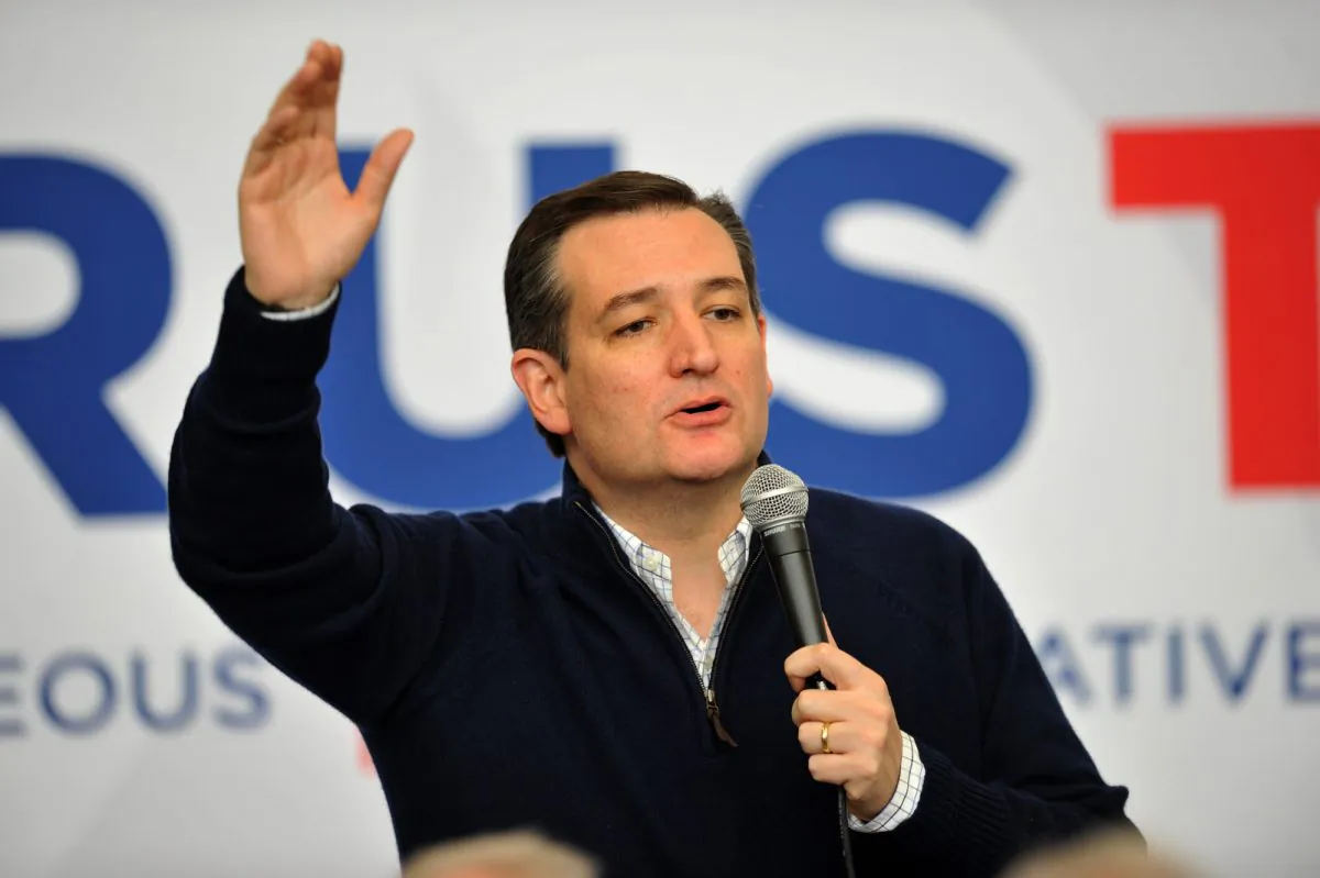 Republican Presidential Candidate Ted Cruz conducts a Caucus Day Rally Feb. 1 in Jefferson, Iowa. Cruz and other candidates are making their final push with the caucus just hours away. (Photo by Steve Pope/Getty Images)