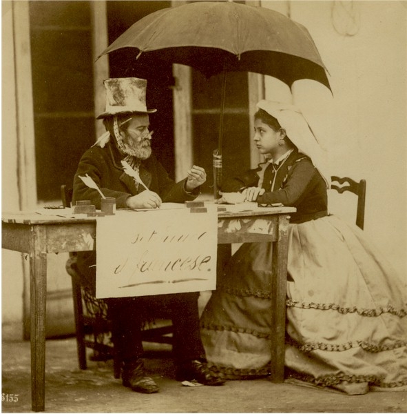 The street scribe, around 1865. (Public Domain)