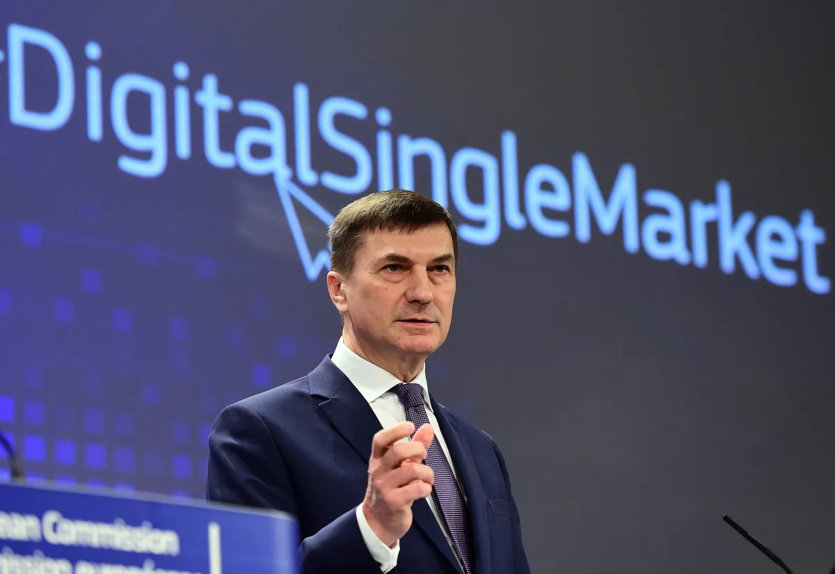 Andrus Ansip, European Commissioner for Digital Single Market, holds a press conference at the European Commission in Brussels on March 25, 2015. (Emmanuel Dunand/AFP/Getty Images)