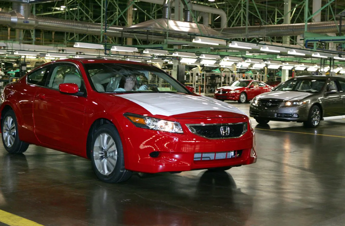 In this Nov. 1, 2007 file photo, a 2008 Honda Accord Coupe, left,  is driven off the assembly line as a 2008 Acura TL waits during production at  Honda of America Manufacturing's Marysville Auto Plant in Marysville, Ohio.  Continental Automotive Systems says in documents filed with the government, Thursday, Feb. 4, 2016,  that moisture can get inside its air bag control computers, causing the power supplies to corrode and fail. If that happens, air bags may not inflate in a crash or they could deploy without a crash. Documents say Continental will notify automakers, who will recall cars dating to 2006. Already Honda, Fiat Chrysler and Mercedes have issued recalls. (AP Photo/Paul Vernon)
