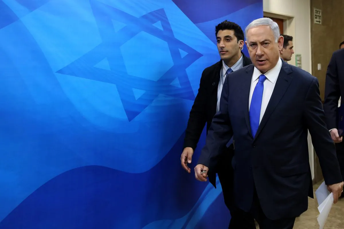 Israeli Prime Minister Benjamin Netanyahu arrives to the weekly cabinet meeting at his Jerusalem office on Feb. 7, 2016. (Gali Tibbon/Pool via AP)