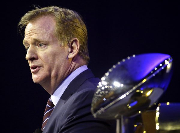 NFL Commissioner Roger Goodell at a news conference in San Francisco on Feb. 5, 2016. (AP Photo/Charlie Riedel)
