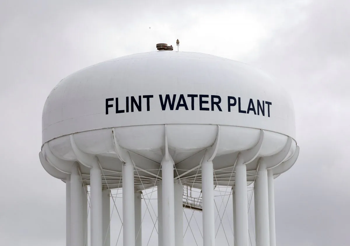 The Flint Water Plant tower in Flint, Mich., on Jan. 13, 2016. (Bill Pugliano/Getty Images)