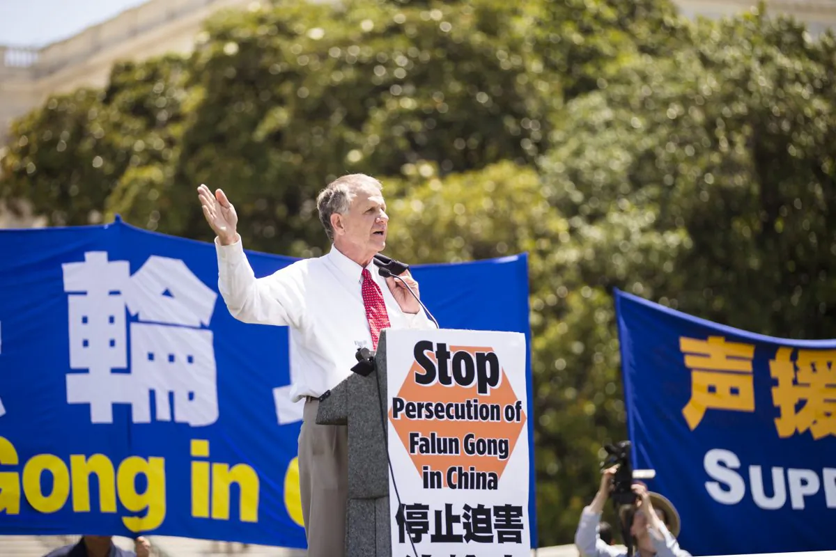 Ted Poe (R-Texas) speaks at a rally at the U.S. Capitol, in Washington, D.C., supporting Falun Gong and pushing for congress to take action to help end the Chinese regime 16 year persecution of the practice on July 16, 2015. (Edward Dai/Epoch Times)
