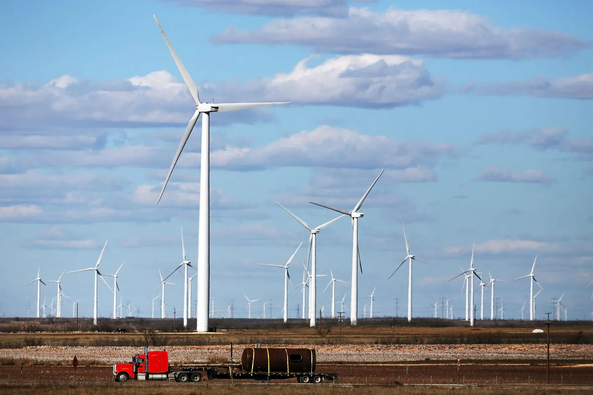 Wind turbines are viewed at a wind farm in Colorado City, Texas, on Jan. 21, 2016. Wind power accounted for 8.3% of the electricity generated in Texas during 2013. (Spencer Platt/Getty Images)