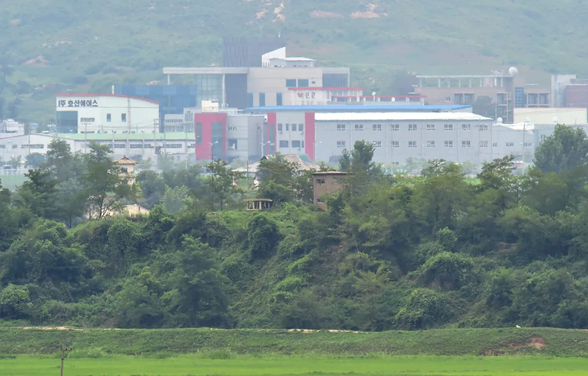 The Kaesong Industrial Complex as seen from the truce village of Panmunjom in the Demilitarized Zone dividing the two Koreas on July 22, 2015. (Jung Yeon-je/AFP/Getty Images)