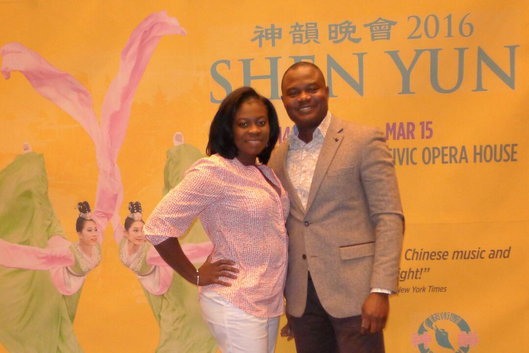 Kenneth Ware, an information technology manager, and his wife Pricilla, a physician, attended the matinee at Rosemont Theater on Feb. 13, 2016. (Maggie Xie/Epoch Times)