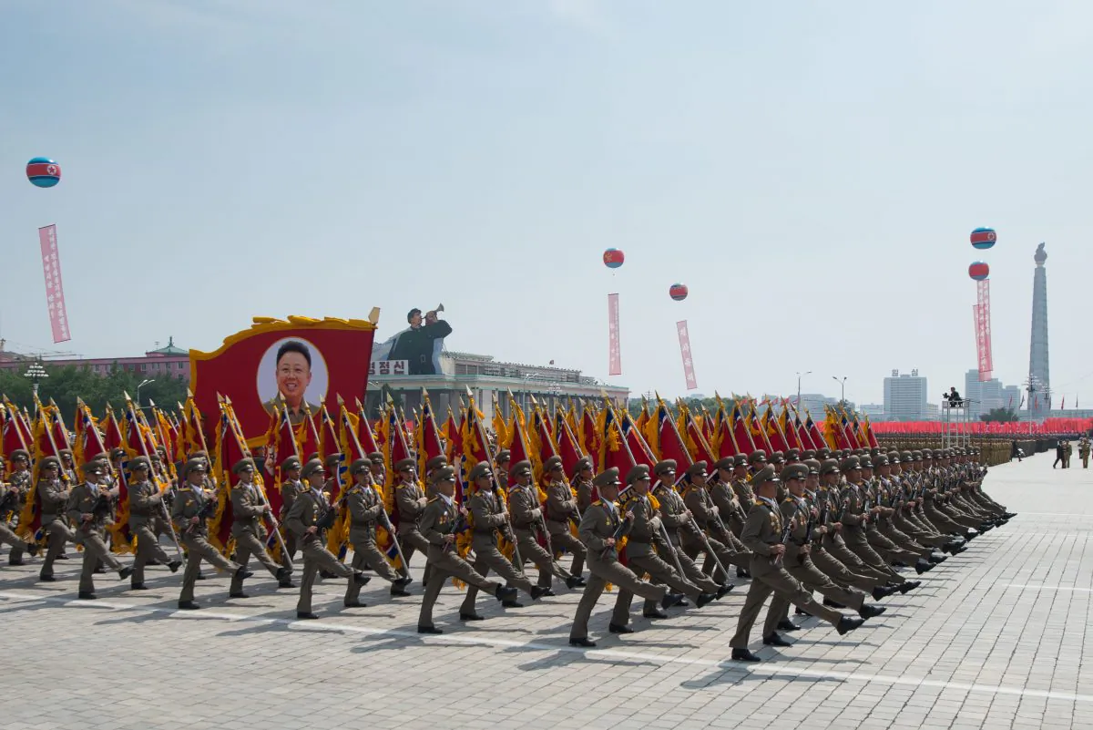 North Korean soldiers march in Pyongyang in July 2013. (Ed Jones/AFP/Getty Images)