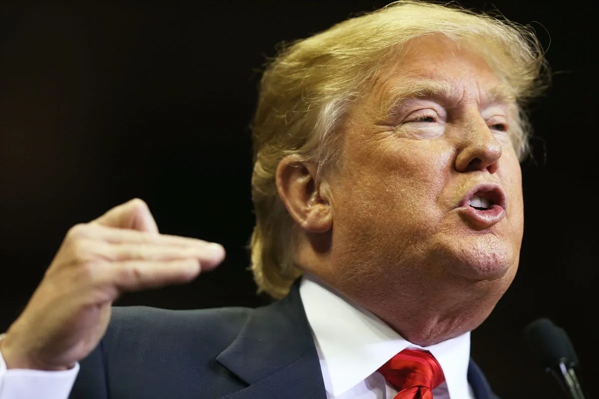 Republican presidential candidate Donald Trump speaks during a campaign rally at the University of South Florida Sun Dome on February 12, 2016 in Tampa, Florida. (Joe Raedle/Getty Images)