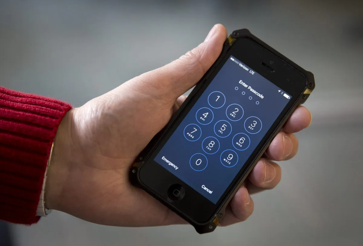 An iPhone is seen in Washington, D.C., on Feb. 17, 2016. (AP Photo/Carolyn Kaster)