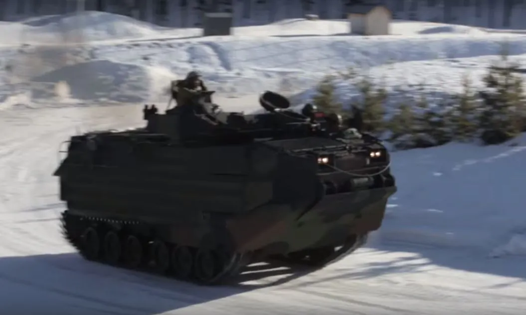 Troops from the U.S. Marine amphibious assault vehicle personnel from 2nd Amphibious Assault Battalion drift their vehicles during a training. (Screenshot)