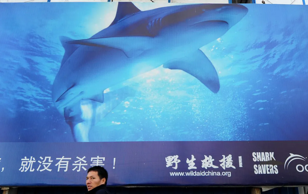 A pedestrian walking past a billboard in Shanghai, on November 15, 2010. (FREDERIC J. BROWN/AFP/Getty Images)