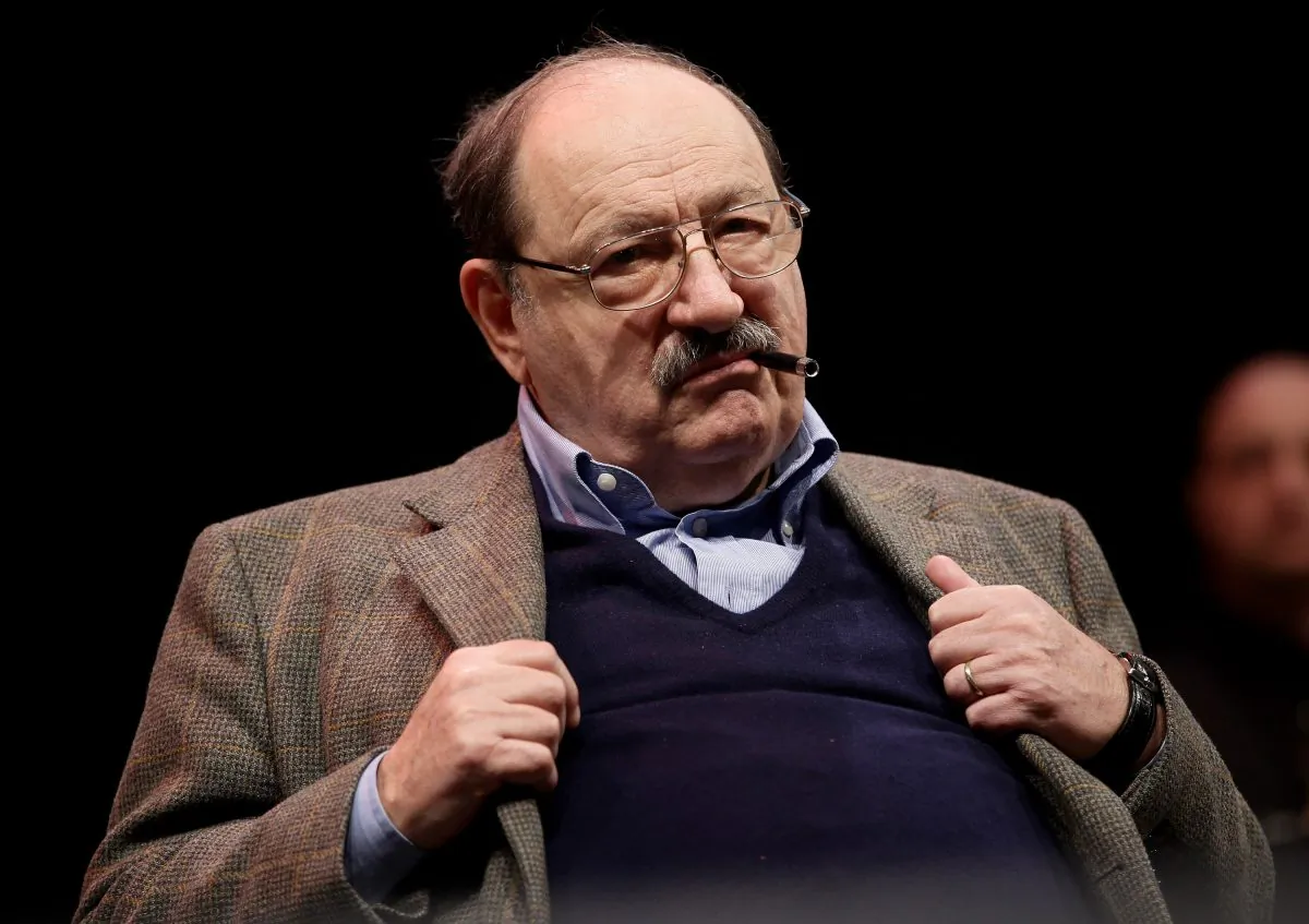 Umberto Eco attends the "Liberta e Giustizia" (Justice & Freedom) protest against Italian Prime Minister Silvio Berlusconi at Palasharp, Milan, Italy, on Feb. 5, 2011. (Vittorio Zunino Celotto/Getty Images)