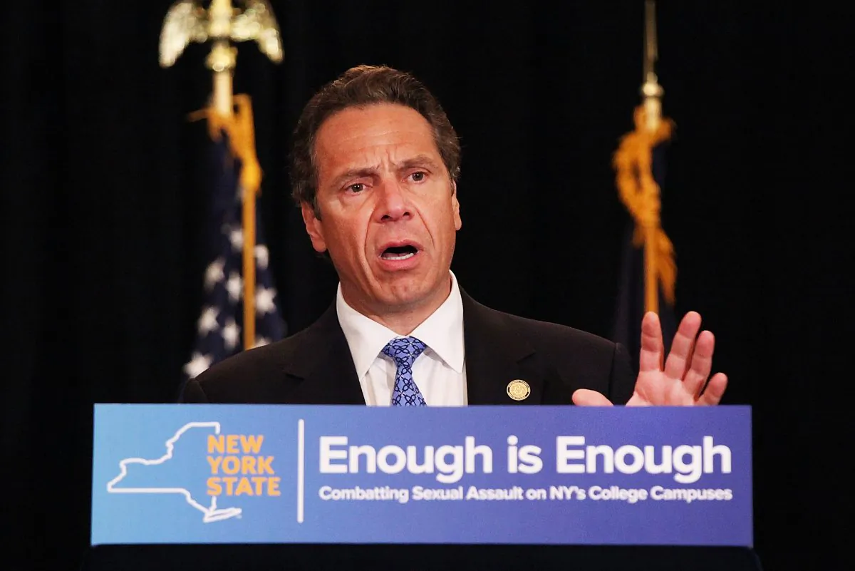 N.Y. Gov. Andrew Cuomo at an event at New York University (NYU) where he signed into law a new affirmative sexual consent policy to combat campus sexual violence, in New York City, on July 7, 2015. (Spencer Platt/Getty Images)
