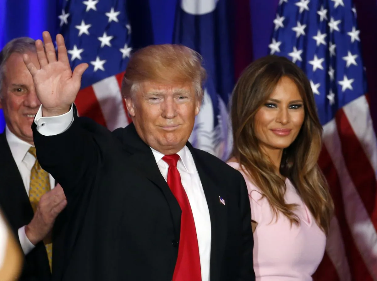 Republican presidential candidate Donald Trump and his wife Melania during a South Carolina Republican primary night event in Spartanburg, S.C., on Feb. 20, 2016. (AP Photo/Paul Sancya)