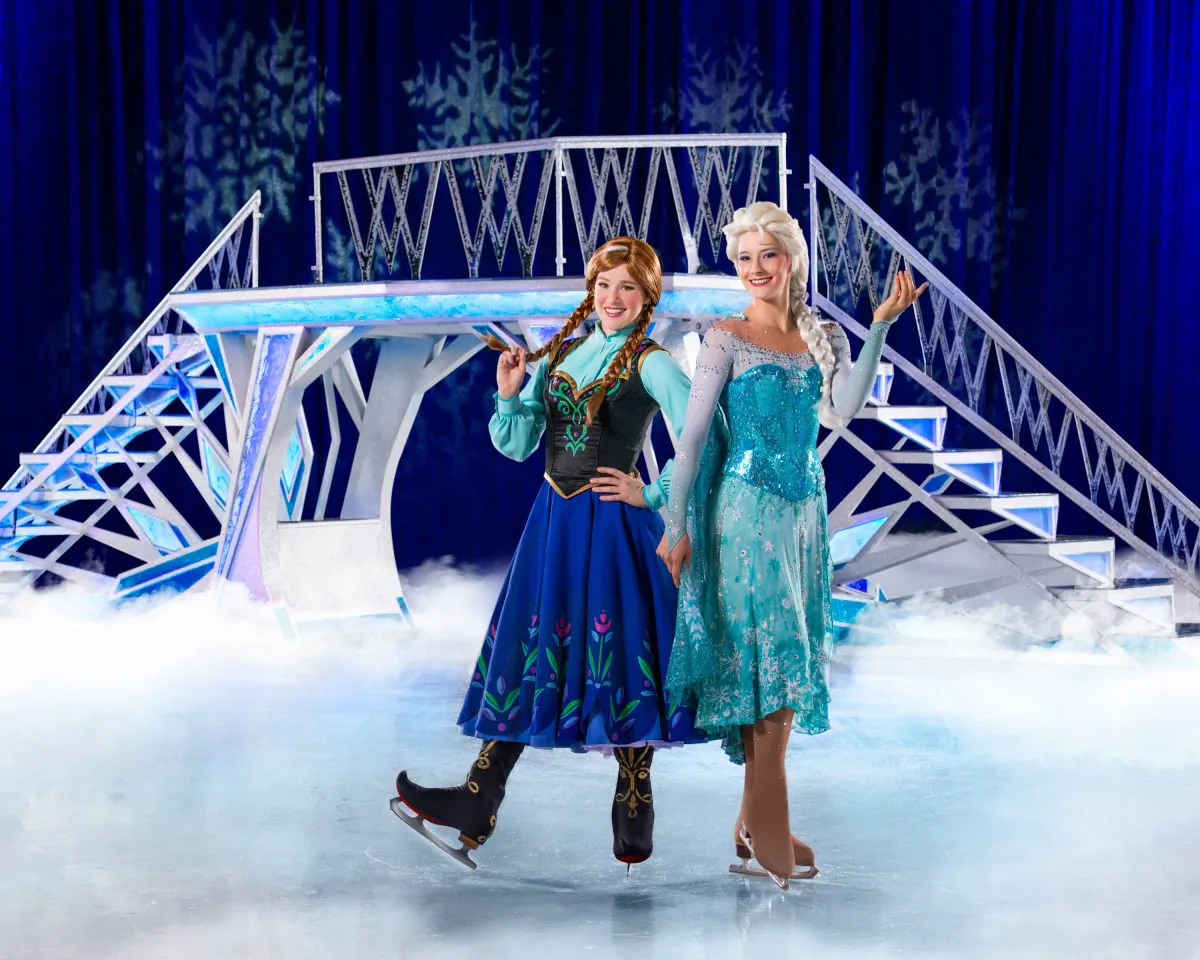 Amanda and Elsa from Frozen perform in 100 Years of Magic. Courtesy of Feld Entertainment